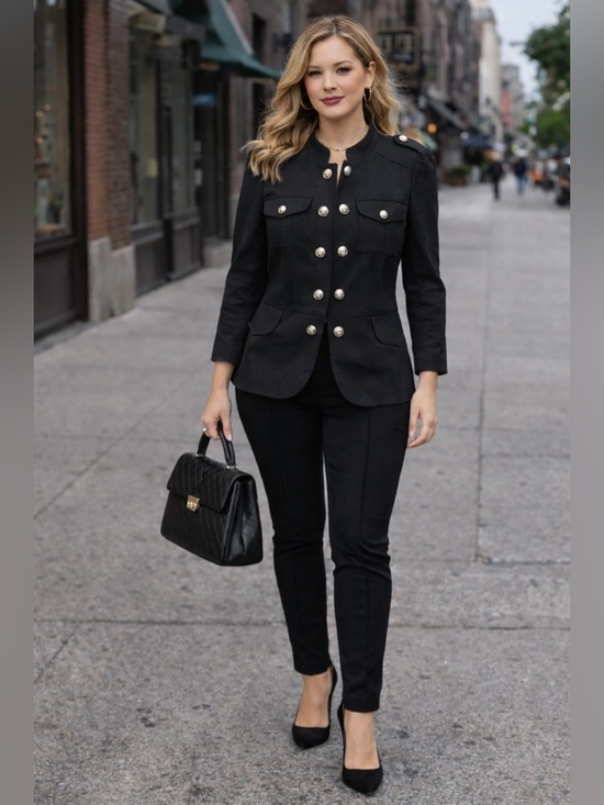 INC International Concepts Jackets & Blazers - INC International Concepts Petite Dark Gray Buttoned Collar Jacket P 17” L 25”